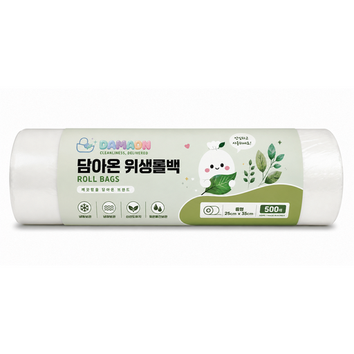 담아온 위생 비닐백 롤백 일회용팩 비닐봉투 봉지 중형 25cm x 35cm 500개입