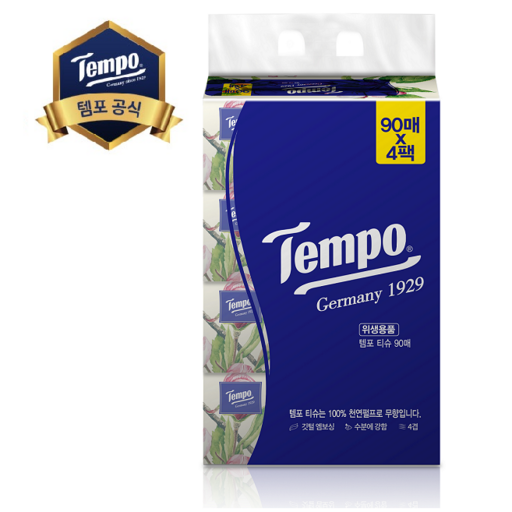 Tempo 천연펄프 미용티슈 4겹