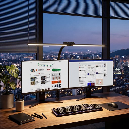 Airwit 책상 와이드 스탠드 조명 LED 모니터 조명 데스크램프 클립형 플렉시블 고휘도 독서용 책상등, 블랙