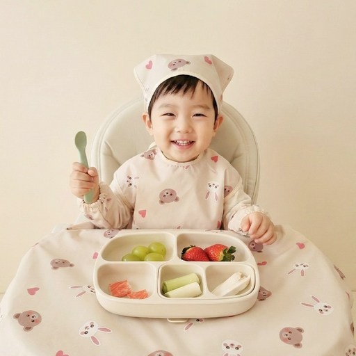 아이레빗 국내생산 유아용 아기 민소매 식탁일체형 자기주도 방수 턱받이 풀커버 나시