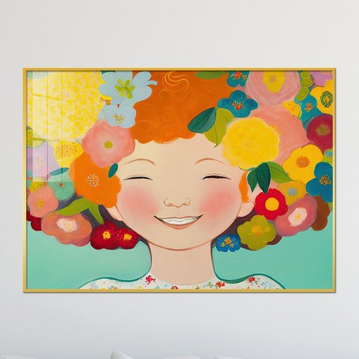 아트블루 꽃의 여인 인물 추상화 북유럽 감성 그림 인테리어 액자, 13꽃 머리 여인