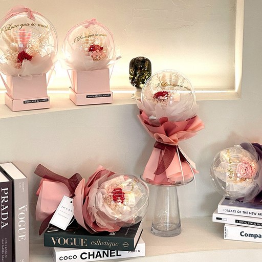 꽃풍선 벌룬플라워 로즈데이 여자친구 꽃다발 선물 기념일 생일, 레드로즈, 1개