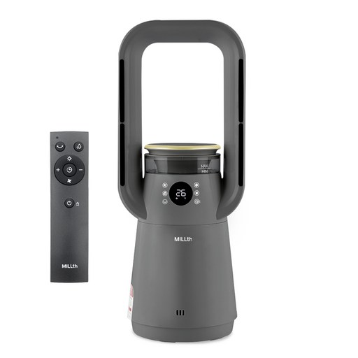 MILLth 올인원 사계절 가전  무풍 선풍기 가습기 냉풍기 온풍기 히터, 실버그레이