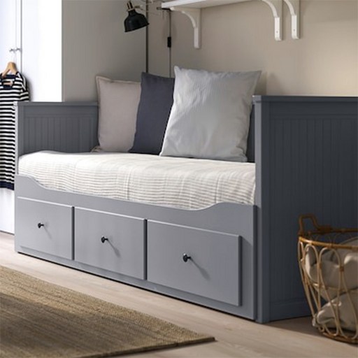 가구 착불배송비 4만원 이케아 데이베드, 서랍3개 데이베드 프레임, HEMNES 햄네스, 그레이단단한 매트리스, AFJALL 오피엘 80x200 cm