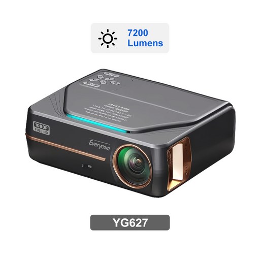 Everycom YG627 프로젝터 안드로이드 10.0 와이파이 풀HD 1080P 홈시어터 시네마 4k 영화용 스마트폰 빔 LED 프로젝터, YG627