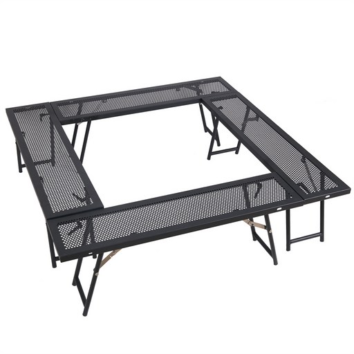 SUNYE 화로대 테이블 캠핑 화로대테이블 메쉬 테이블 다기능 난로 테이블 수납 가방이있는 재구성 가능한 야외 철제 난로 테이블