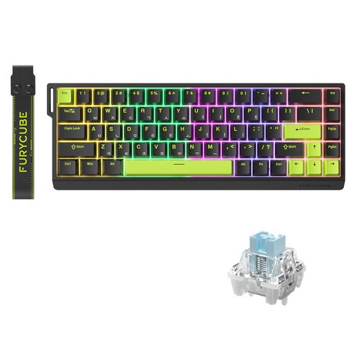 FURYCUBE M68HE 자석축 기계식 게이밍키보드, 마그네틱축자석축, M68 HE, 베타블랙
