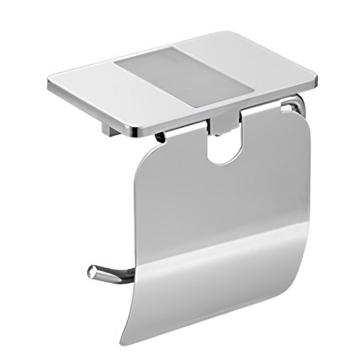 선반형 화장실 휴지걸이 방수형 핸드폰거치 무타공 접착식 스텐 욕실 화장지걸이 유광실버, 1개