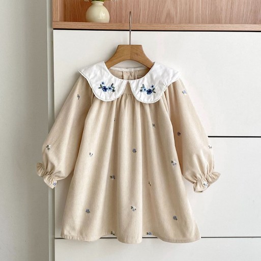 투에그 여아용 플라워 자수 원피스