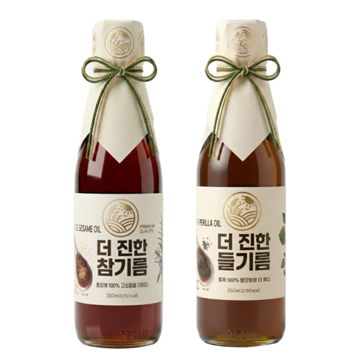 전통압착 참기름 350ml + 들기름 350ml