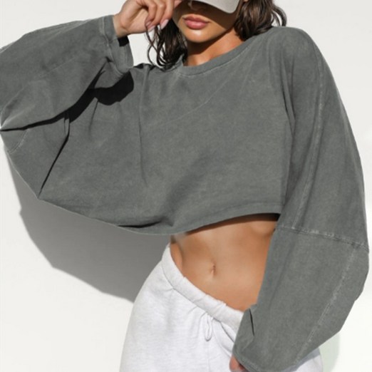 언헤브 여성용 크롭 긴팔티