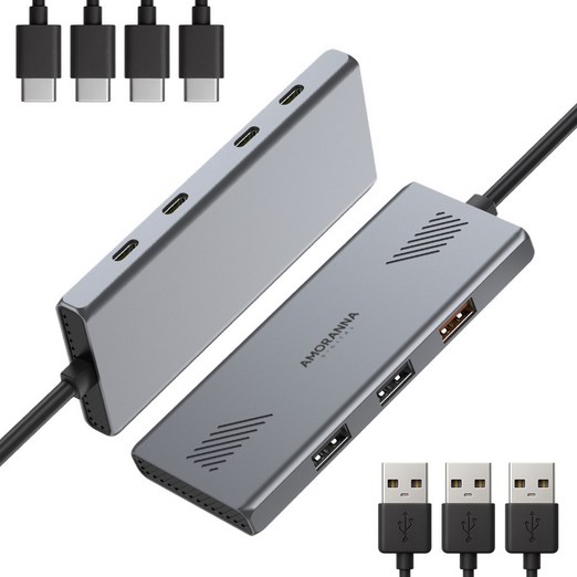 아모란나 고성능 7in1 C타입 10Gbps USB 멀티허브 PD 100W 슬림형, 1개