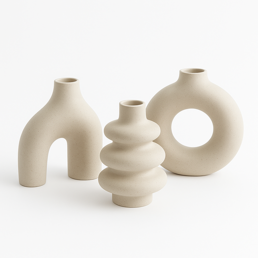 토도샵 세라믹 도자기 화병 꽃병 오브제 3P 세트 집들이 개업 선물 인테리어 소품