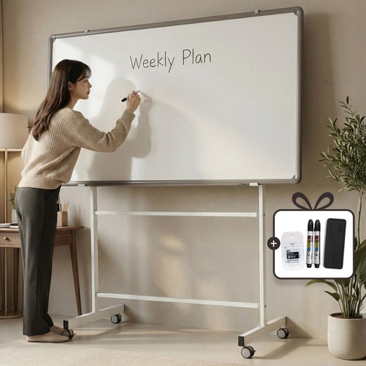 토탈하얀칠판 일반화이트보드스탠드세트 알루미늄 화이트보드, 알루미늄