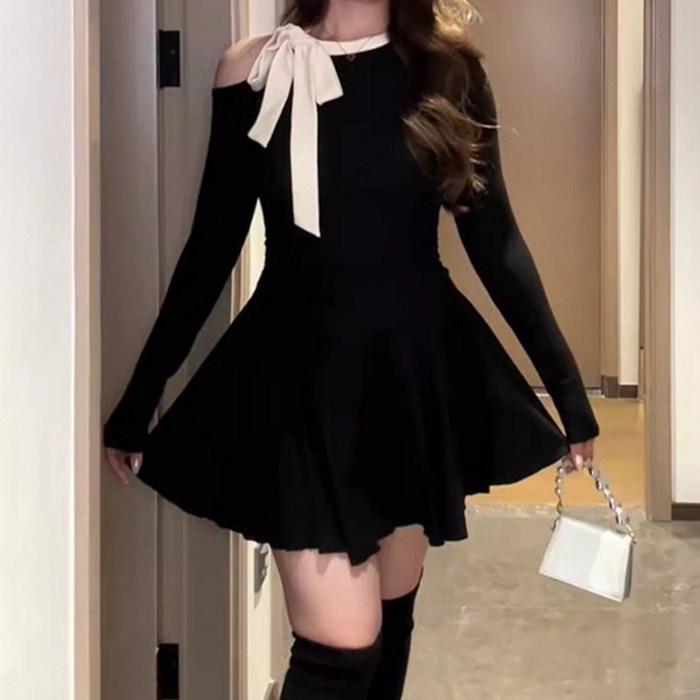 루나걸 여성용 레이플 숄더 니트 원피스 L25FOPS070818