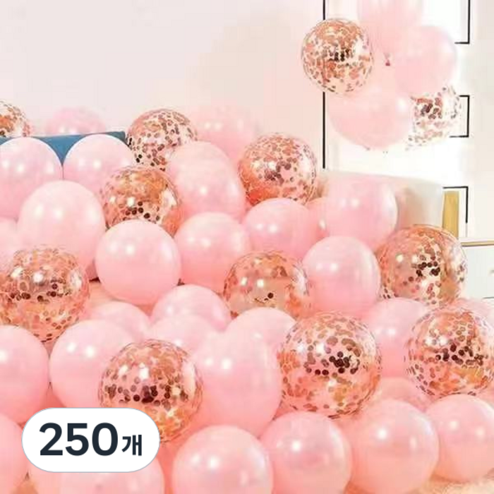 팡파티 파티풍선  공기주입기, 라이트핑크 앤 투명, 250개