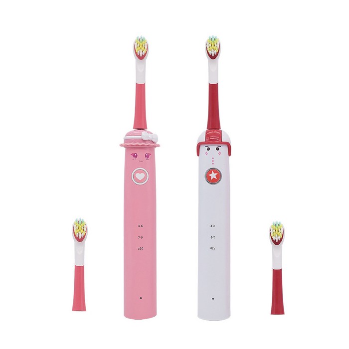 단미 클린케어 휴대용 충전식 음파 어린이 전동칫솔 핑크 + 화이트 세트, DA-CL300K