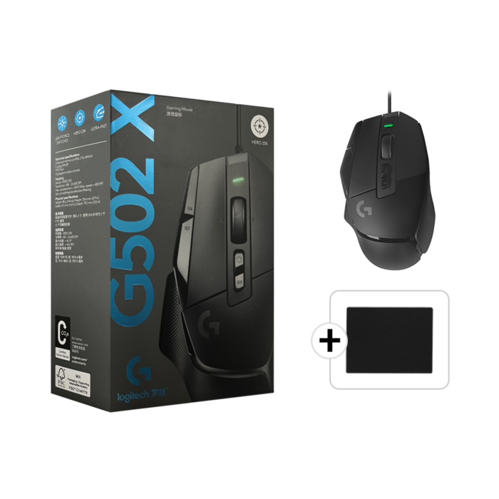 로지텍 G502 X 게이밍마우스 컴퓨터 게임용 광마우스 유선 롤 배그 G502X 박스병행 스토리링크 마우스패드