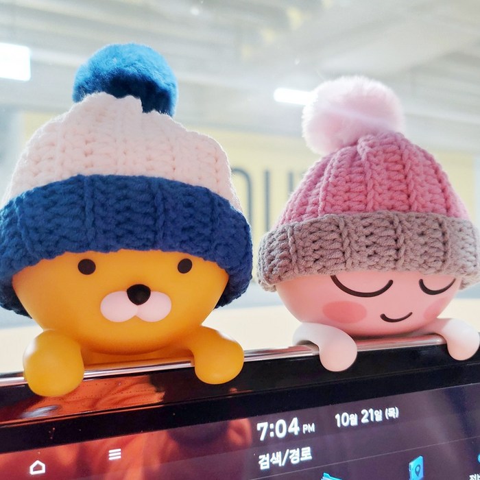카카오프렌즈 라이언 어피치 전용 털모자  핸드메이드  모니터걸이 방향제 전용