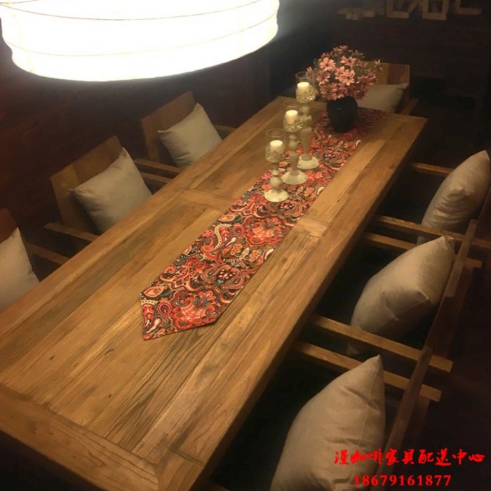 북유럽 고목 식탁 카페 레스토랑 긴 테이블, 10인용300X90X75