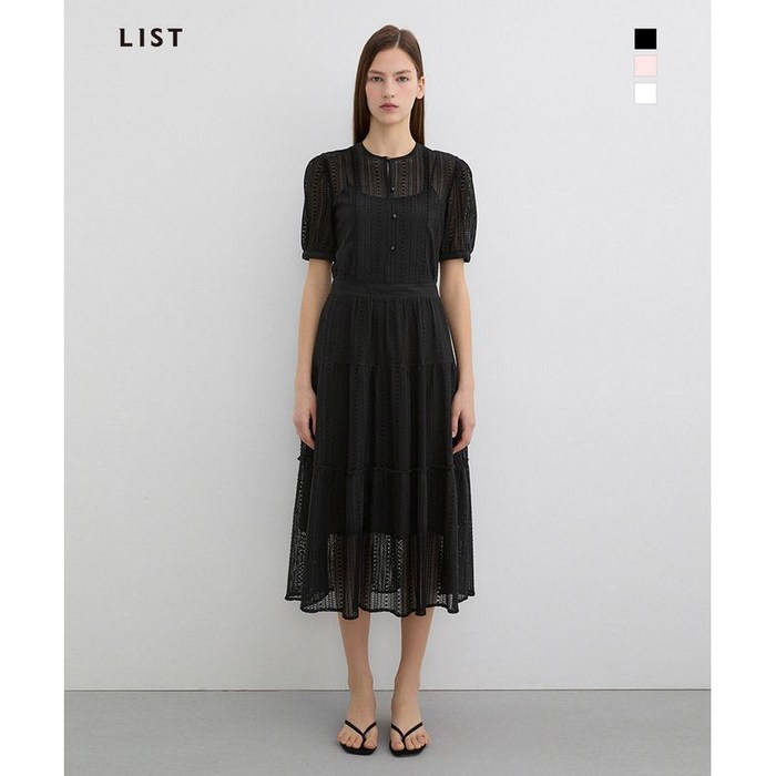 리스트 펀칭 레이스 티어드 원피스 TWWOPP62180