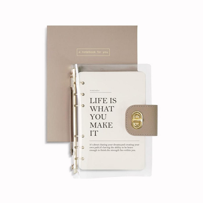 투명 다이어리 생각정리 노트 6공 만년형, 베이지