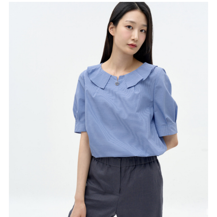 지센 잔스트라이프 카라 블라우스 LFWSN5102컬러