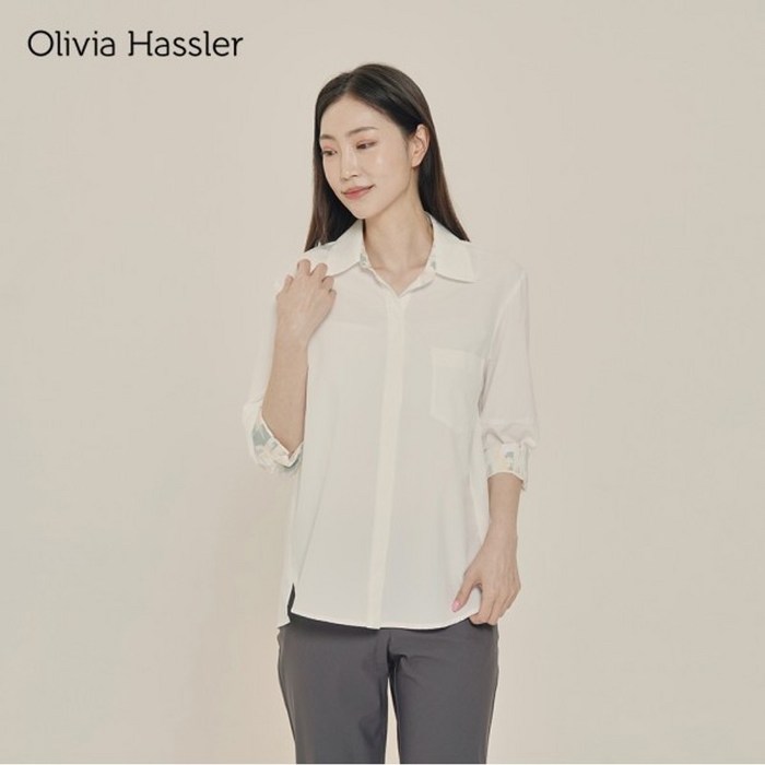 올리비아하슬러 히든 나염배색 셔츠 OHCMBL105
