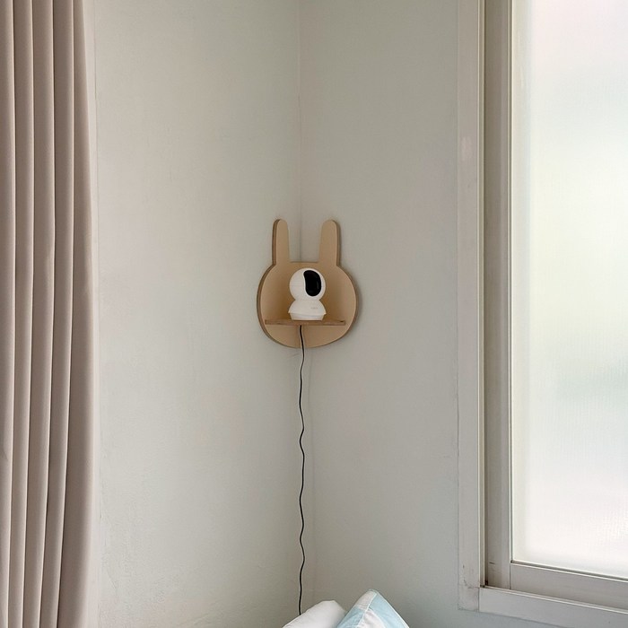 디유 스페이스 버니 아기방 홈캠 거치대 무타공 코너 선반, 1세트, 오트밀