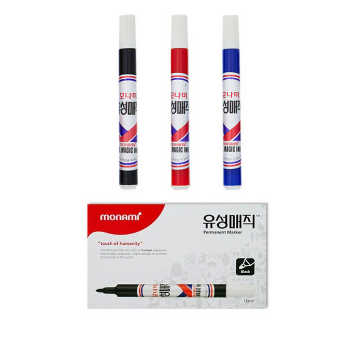 모나미 유성매직 둥근닙, 흑색, 12개입 모나미 유성매직 둥근닙, 흑색, 12개입