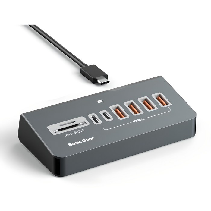 베이직기어 버티컬 8in1 C타입 10Gbps USB 멀티허브, 1개 베이직기어 버티컬 8in1 C타입 10Gbps USB 멀티허브, 1개