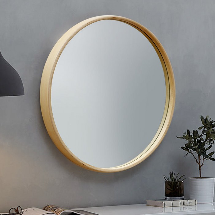 우드로하우스 원목 원형거울 CRM600NA 60cm, 내츄럴