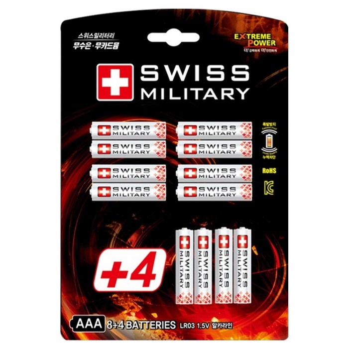 스위스밀리터리 알카라인 AAA 카드형, 12개입, 1개