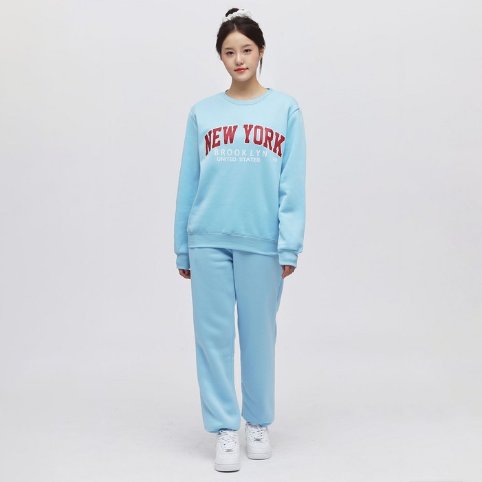 엘쏘 여성용 뉴욕 브루클린 맨투맨 조거 기모 트레이닝 상하의 세트