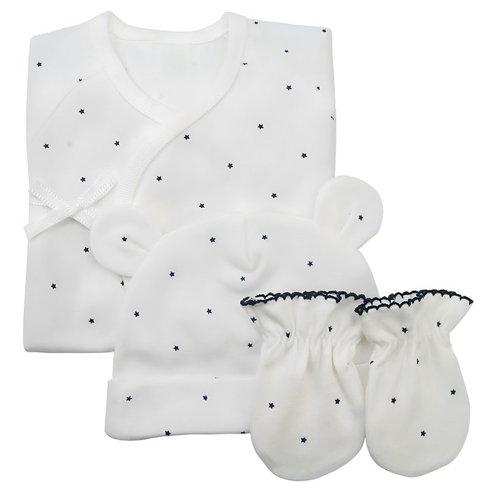 베이비베어 스타 배냇저고리손싸개신생아 모자  3종세트