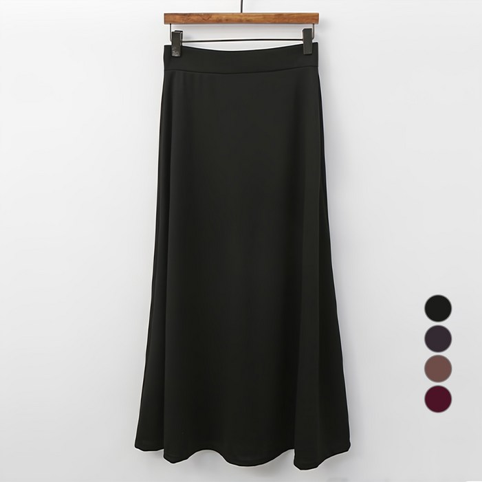 티탁 여성용 신축성 밴딩 무지 허니 A라인 롱스커트