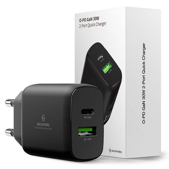 신지모루 초고속 30W O-PD GaN 듀얼포트 PPS PD 충전기