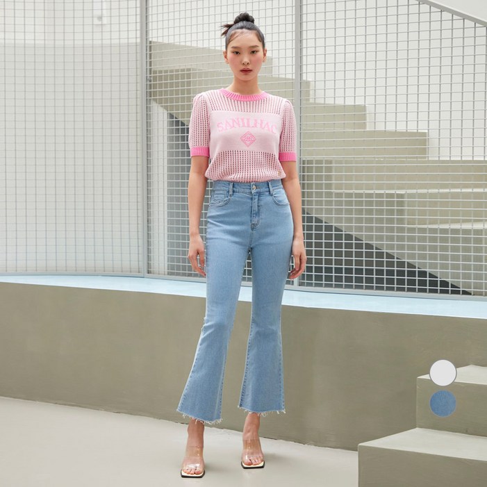 에고이스트 여성용 워시드 슬림 부츠컷 데님 팬츠ER2BO301