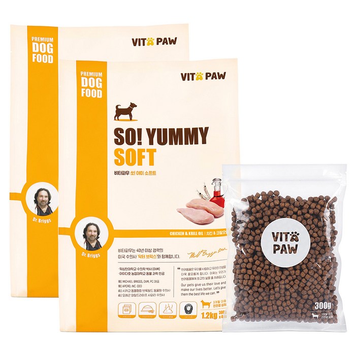 비타파우 전연령 강아지 쏘야미 소프트사료, 닭, 1.2kg, 2개