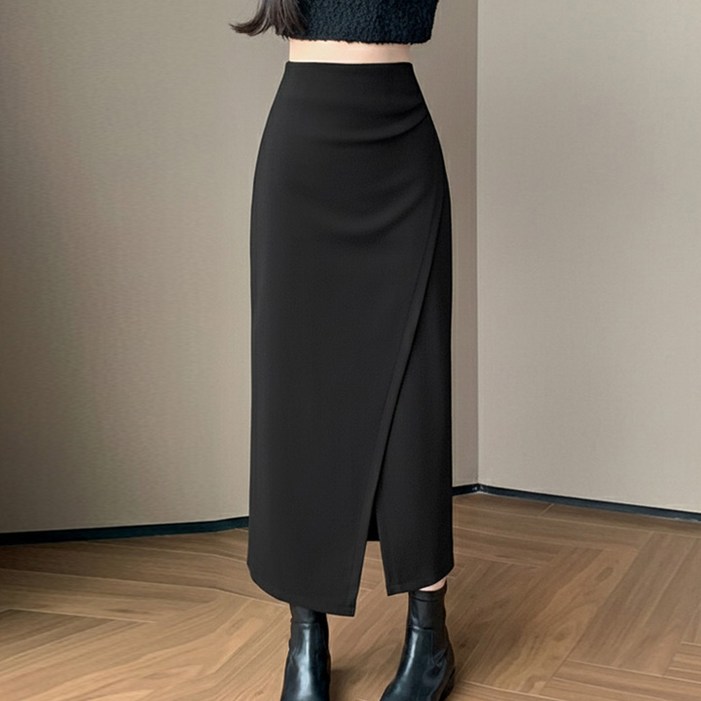 페이릿 여성용 모던 오피스 아이웨스트 햅 슬릿 롱스커트