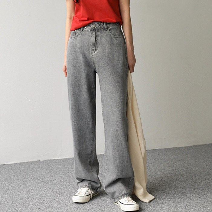 여성용 버클 와이드 데님 숏 #710288