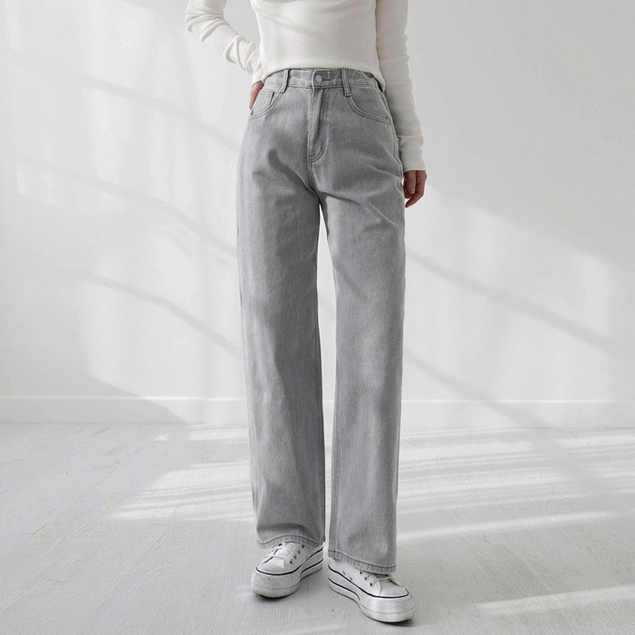 앤드스타일 여성용 롱/숏 기장 딱맞진 48탄 피그먼트 워싱 코튼 와이드 팬츠 265142