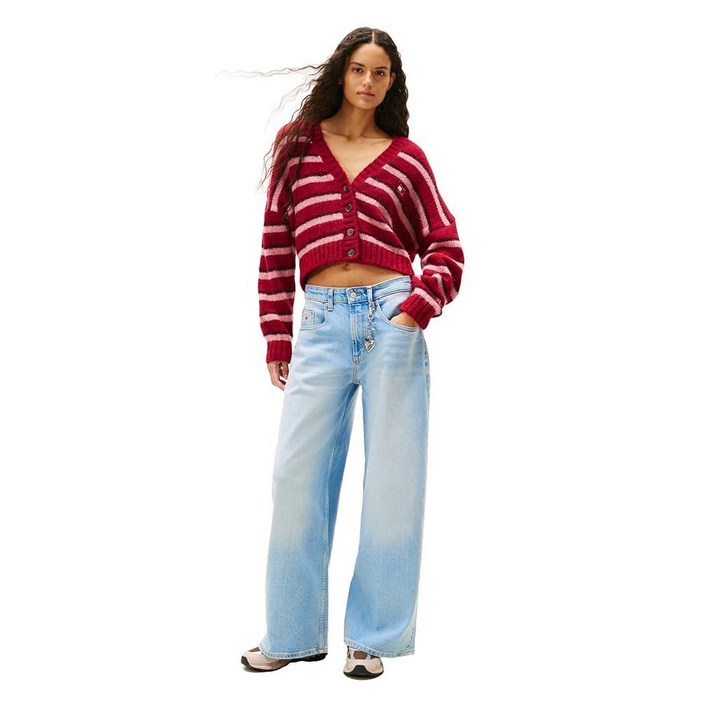 Tommy Jeans 여성용 찰리 미드 라이즈 루즈 와이드 레그 진, 데님 라이트, 26W x 32L 171921