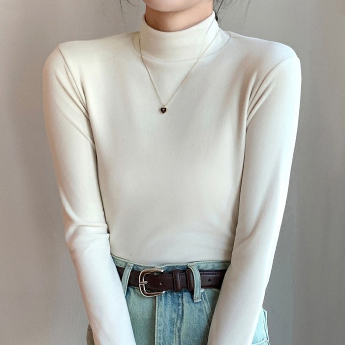 바바 여성 소프트 웜 도톰기모 반목티 긴팔 티셔츠