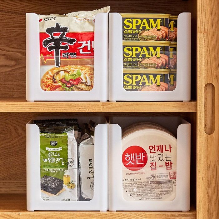 한누네 투명창 국내생산 팬트리 정리함, 4개, 화이트