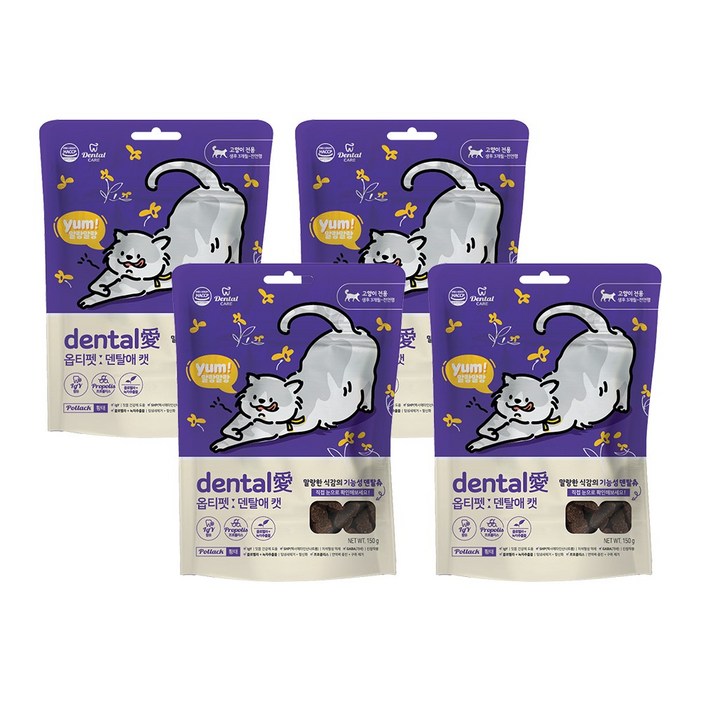 옵티펫 덴탈애 캣 고양이 치석 제거 덴탈껌, 4개, 황태, 150g