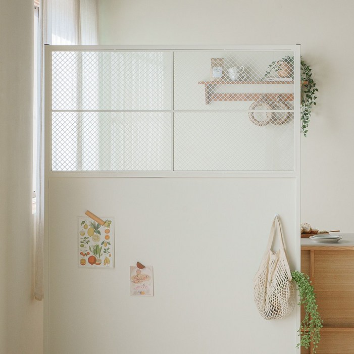 레트로하우스 틴우드 유리 철제파티션 1200 스탠드, 화이트