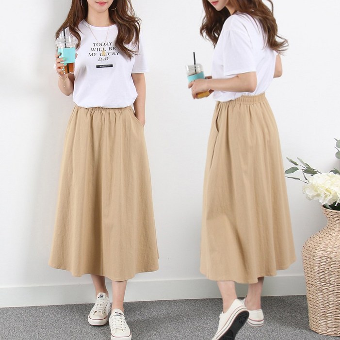 스윗타임 핏예쁜 A라인 플레어 롱치마 빅사이즈여성의류 3XL 아벨라스커트