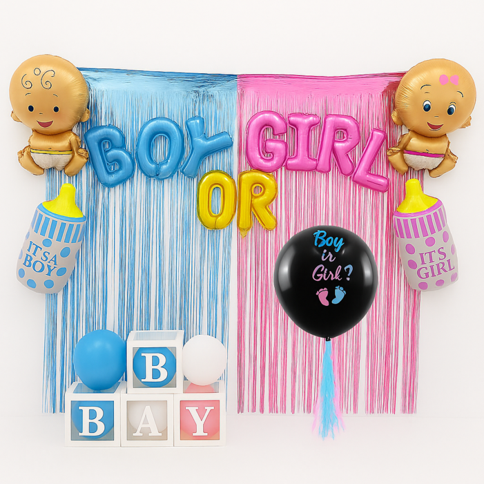 에버리빙 젠더리빌 풍선 세트 베이비샤워 파티 용품 성별 공개, 젠더리빌 파티, 1세트, 베이직세트