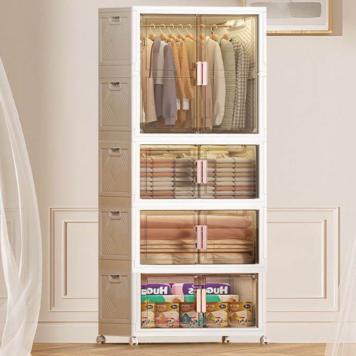 HOMEY NEST 대용량 다용도 리빙박스 정리함 폴딩 옷장 수납장, 1개, 75cm면 폭
